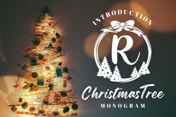Christmas Tree Monogram Font for Editorial Design