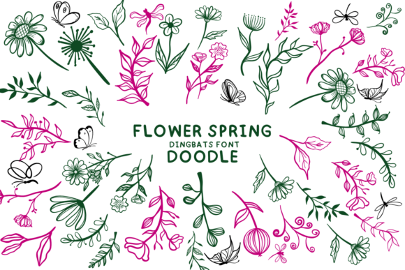 Flower Spring Doodle Font for Editorial Design
